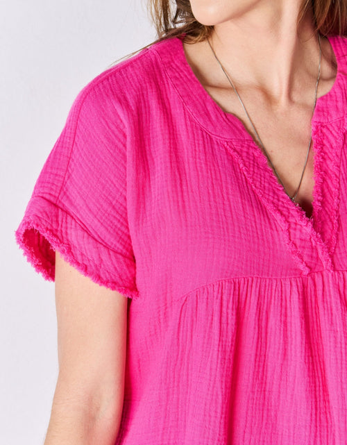 Load image into Gallery viewer, Zenana Full Size Raw Hem Short Sleeve Top
