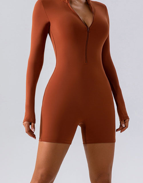 Load image into Gallery viewer, Half Zip Long Sleeve Active Romper
