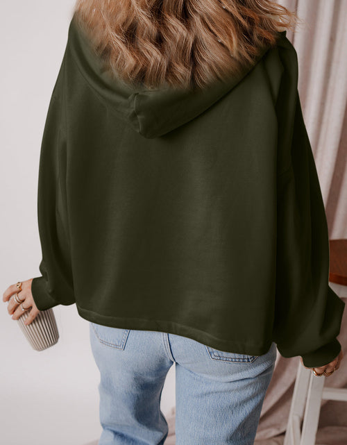 Load image into Gallery viewer, Pocketed Half Zip Dropped Shoulder Hoodie
