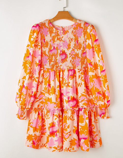 Load image into Gallery viewer, Frill Printed Long Sleeve Mini Dress
