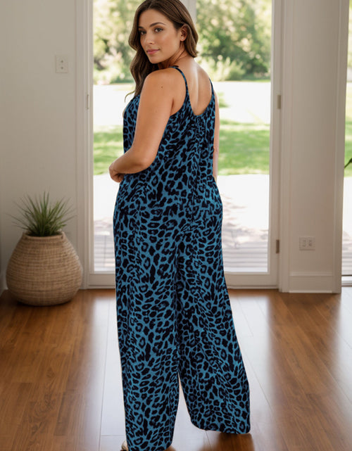 Load image into Gallery viewer, Full Size Leopard Scoop Neck Wide Leg Jumpsuit
