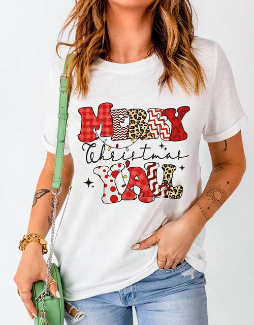 Load image into Gallery viewer, Letter Graphic Round Neck Short Sleeve T-Shirt
