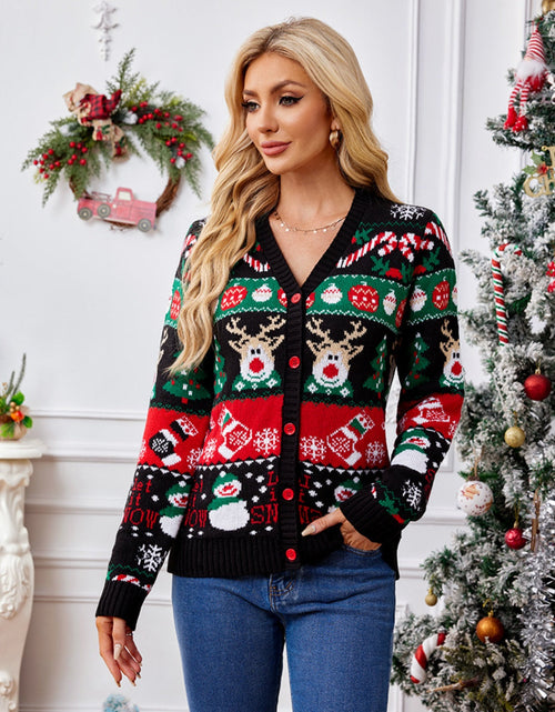 Load image into Gallery viewer, Reindeer Button Up Long Sleeve Cardigan
