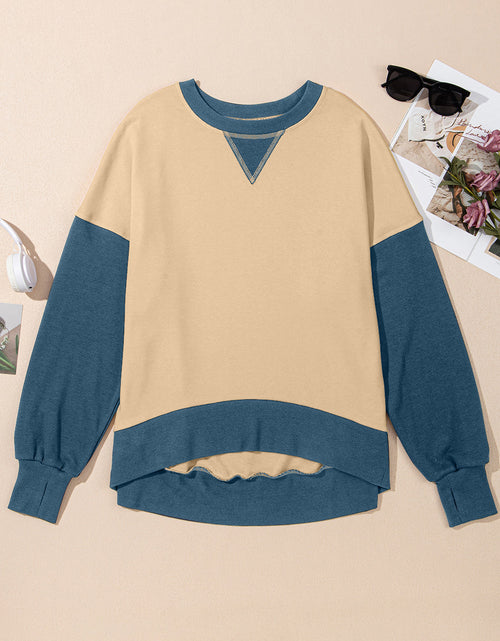 Load image into Gallery viewer, Contrast Round Neck Long Sleeve Sweatshirt
