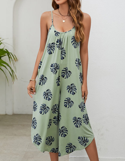 Load image into Gallery viewer, Botanical Print Spaghetti Strap Scoop Neck Jumpsuit
