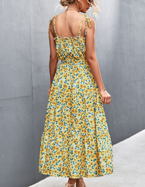 Load image into Gallery viewer, Floral Tie-Shoulder Belted Dress
