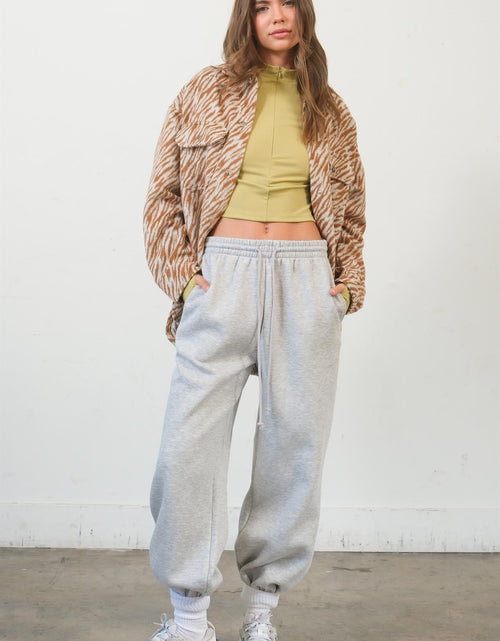 Load image into Gallery viewer, HYFVE Zebra Print Snap Down Long Sleeve Shacket
