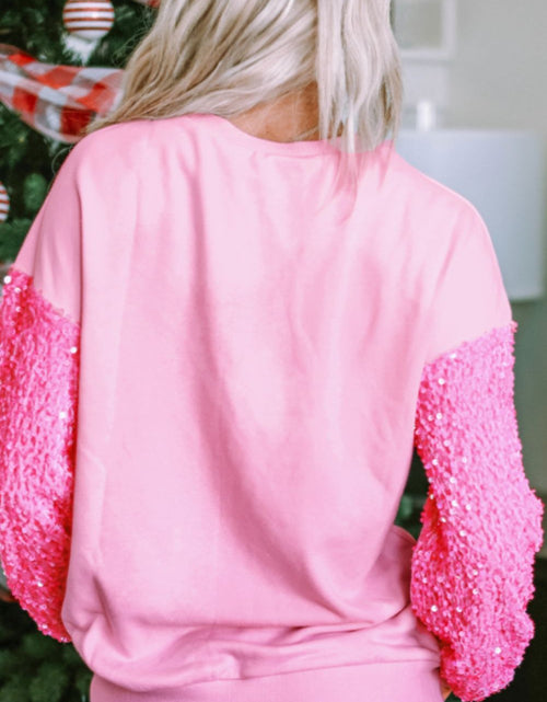Load image into Gallery viewer, Valentine’s Day Sequin Heart Long Sleeve Sweatshirt

