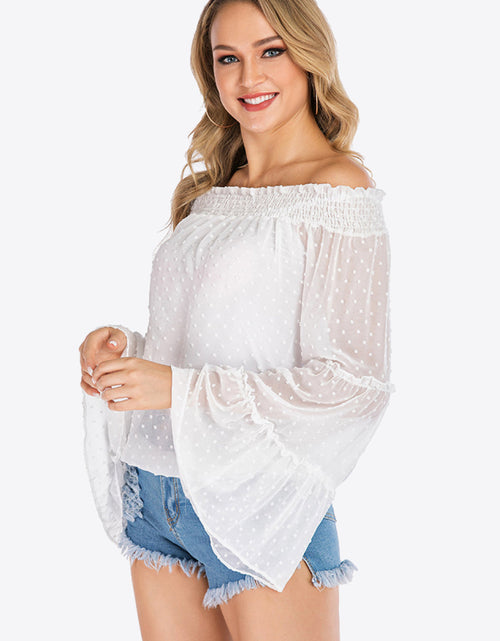 Load image into Gallery viewer, Swiss Dot Off-Shoulder Blouse
