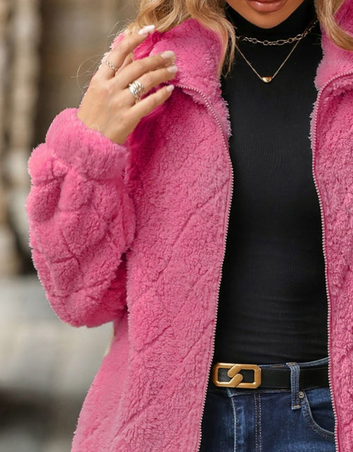 Load image into Gallery viewer, Fuzzy Pocketed Zip Up Jacket
