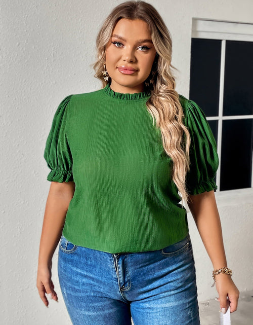 Load image into Gallery viewer, Honey Plus Size Round Neck Flounce Sleeve Blouse
