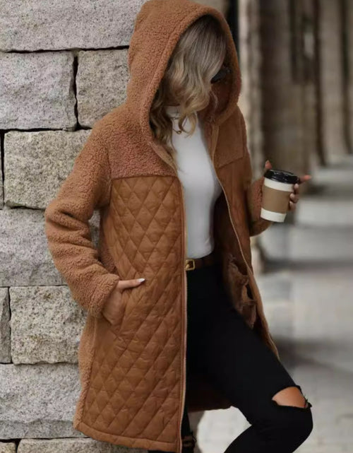 Load image into Gallery viewer, Texture Zip Up Long Sleeve Hooded Coat
