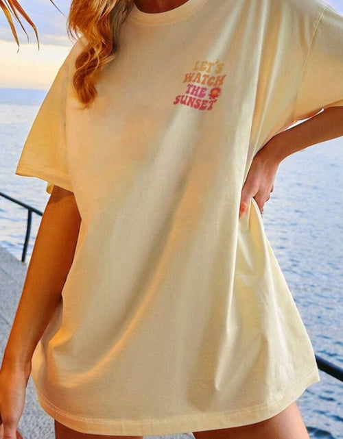 Load image into Gallery viewer, LET'S WATCH THE SUNSET Round Neck T-Shirt
