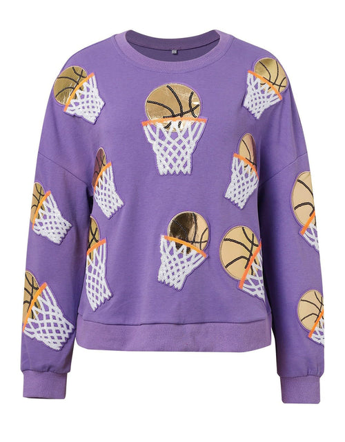 Load image into Gallery viewer, Basketball Round Neck Long Sleeve Sweatshirt
