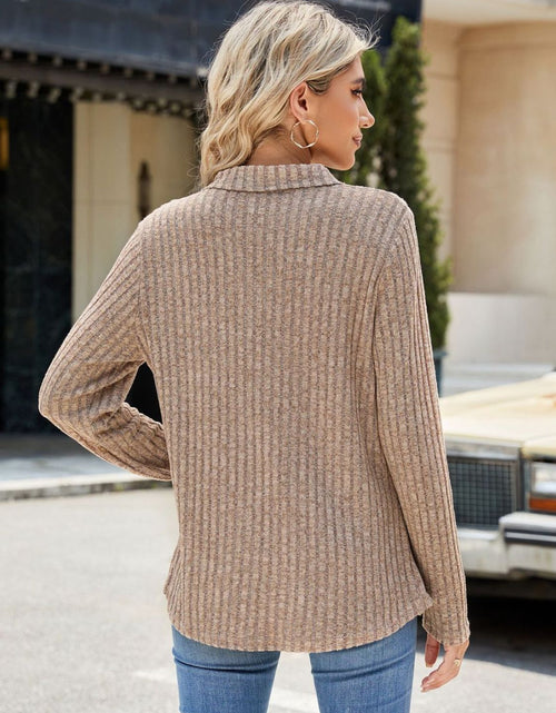 Load image into Gallery viewer, Ribbed Johnny Collar Long Sleeve T-Shirt
