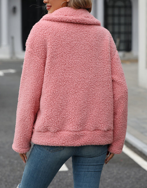 Load image into Gallery viewer, Zip Up Long Sleeve Plush Jacket
