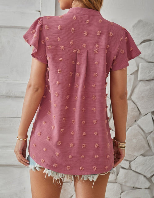 Load image into Gallery viewer, Swiss Dot Notched Cap Sleeve T-Shirt
