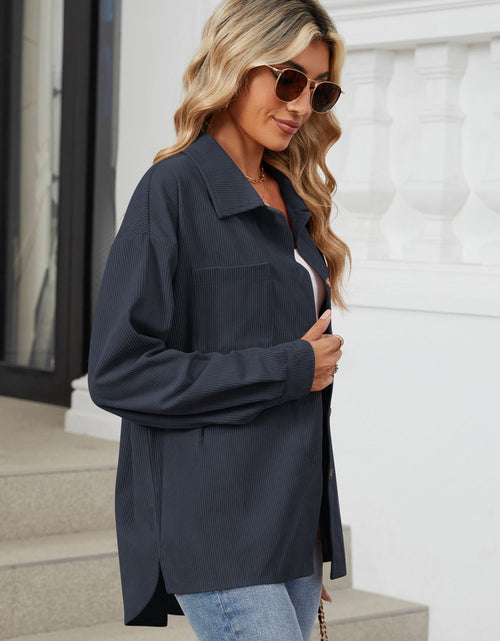 Load image into Gallery viewer, Button Up Dropped Shoulder Long Sleeve Outerwear
