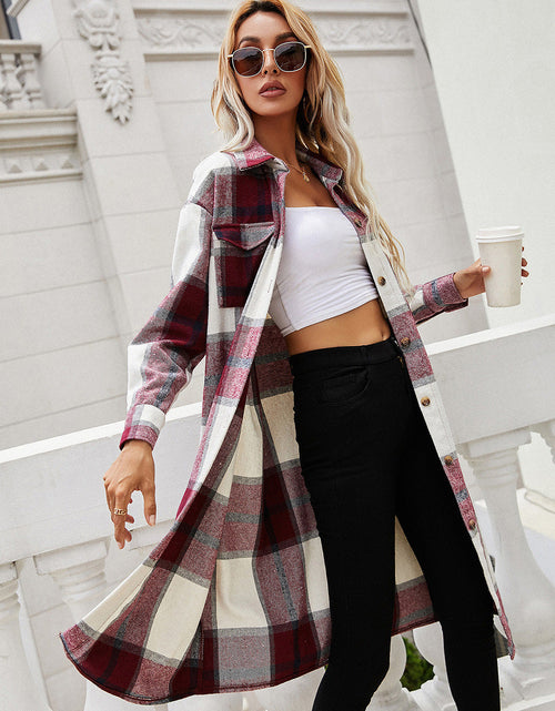 Load image into Gallery viewer, Ivy Lane Plaid Longline Shirt Jacket
