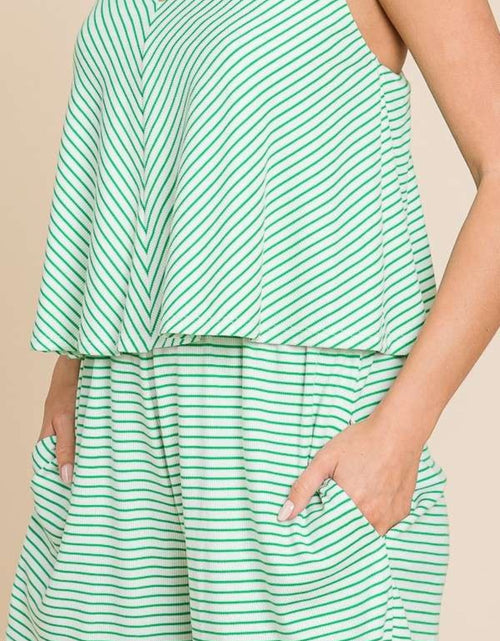 Load image into Gallery viewer, Culture Code Full Size Double Flare Striped Romper

