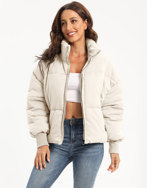 Load image into Gallery viewer, Zip Up Turtleneck Long Sleeve Puffer Jacket
