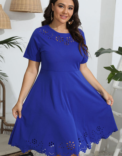 Load image into Gallery viewer, Plus Size Round Neck Openwork Dress
