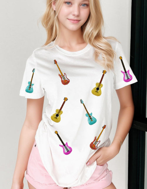 Load image into Gallery viewer, Guitar Crew Neck Short Sleeve T-Shirt
