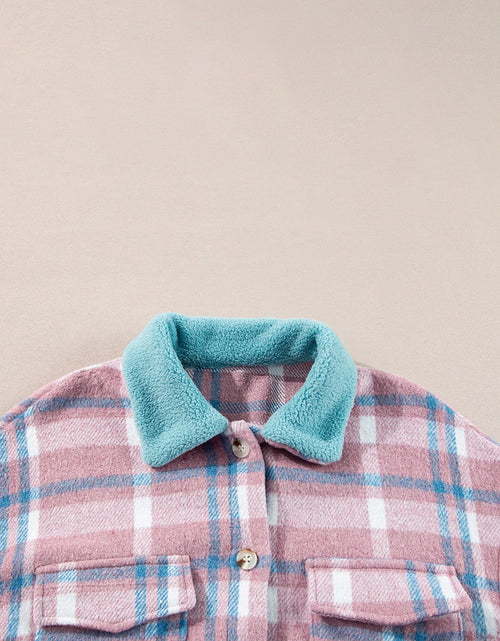 Load image into Gallery viewer, Plaid Collared Neck Flap Pockets Shacket
