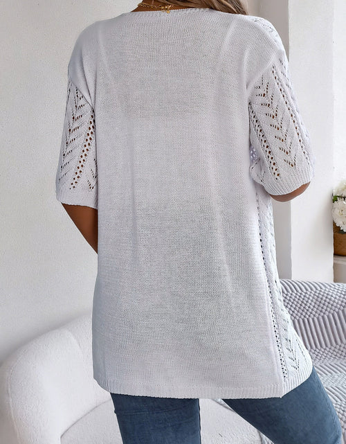 Load image into Gallery viewer, Openwork Open Front Half Sleeve Cardigan
