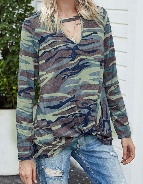Load image into Gallery viewer, Cutout Round Neck Long Sleeve T-Shirt
