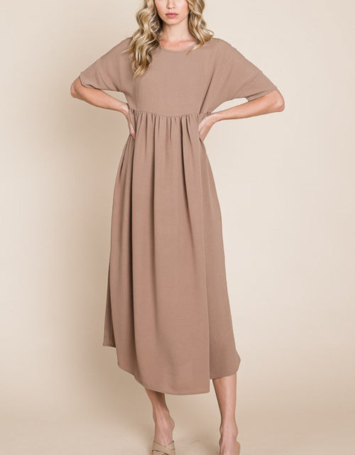 Load image into Gallery viewer, BOMBOM Round Neck Ruched Midi Dress
