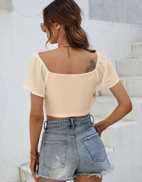Load image into Gallery viewer, Drawstring Short Sleeve Crop Top
