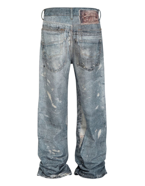 Load image into Gallery viewer, Men's Washed Button Fly Straight Jeans
