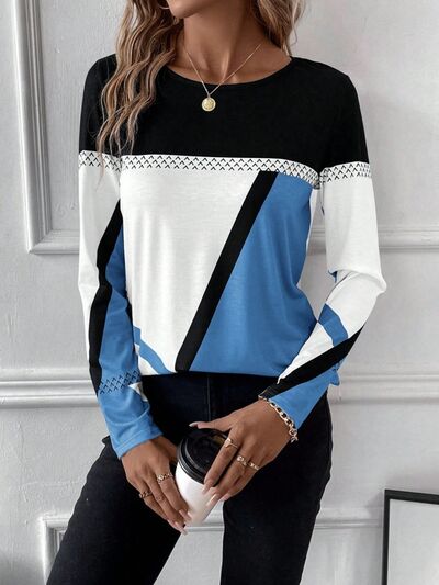 Load image into Gallery viewer, Contrast Round Neck Long Sleeve T-Shirt
