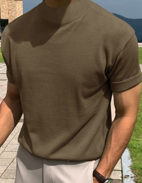 Load image into Gallery viewer, Men's Full Size Mock Neck Short Sleeve T-Shirt Plus Size
