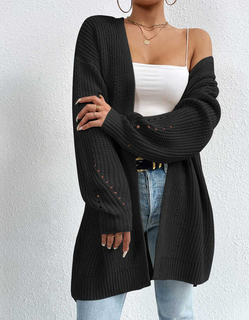 Load image into Gallery viewer, Open Front Dropped Shoulder Slit Cardigan
