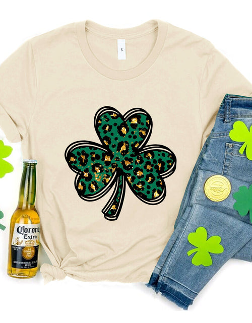Load image into Gallery viewer, Lucky Clover Round Neck Short Sleeve T-Shirt
