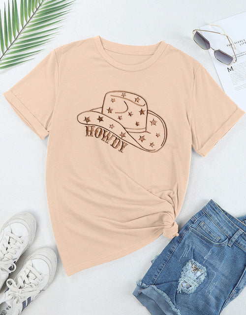 Load image into Gallery viewer, Hat Graphic Round Neck Short Sleeve T-Shirt
