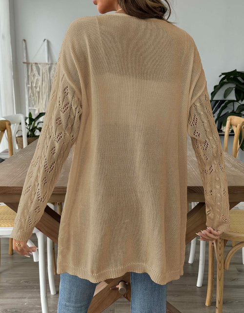 Load image into Gallery viewer, Openwork Open Front Long Sleeve Cardigan
