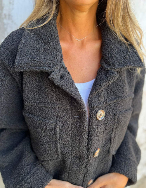 Load image into Gallery viewer, Full Size Fuzzy Button Up Drop Shoulder Jacket

