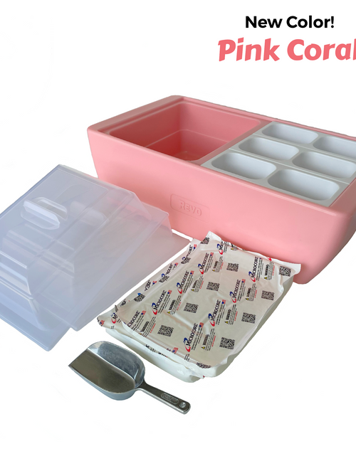 Load image into Gallery viewer, REVO Dubler HEAT | Flameless Chafer and Cooler | Pink Coral by REVO COOLERS, LLC
