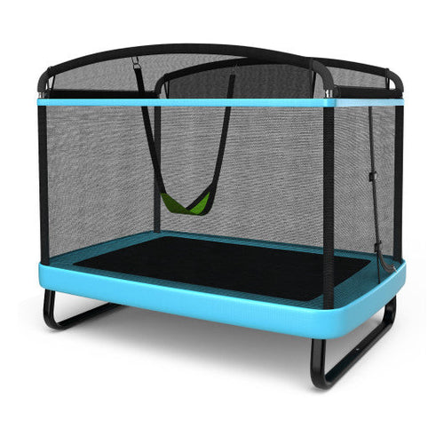 Load image into Gallery viewer, 6 Feet Kids Entertaining Trampoline with Swing Safety Fence-Blue
