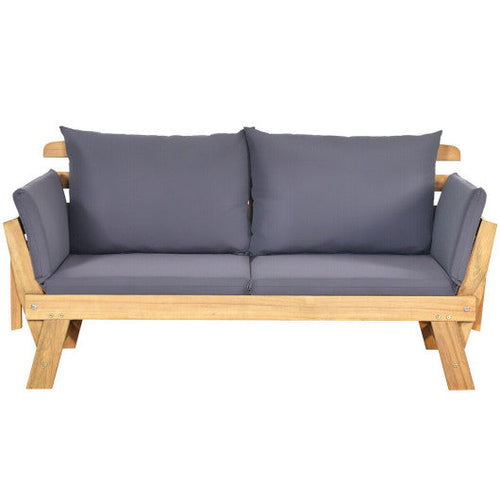 Load image into Gallery viewer, Patio Convertible Solid Wood Sofa with Cushion
