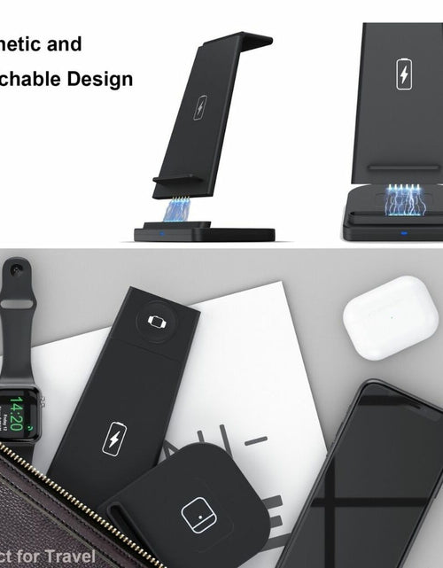 Load image into Gallery viewer, 3-in-1 Fast Wireless Charging Stand for Phones, Apple Watch &amp; AirPods by Infinite Basics
