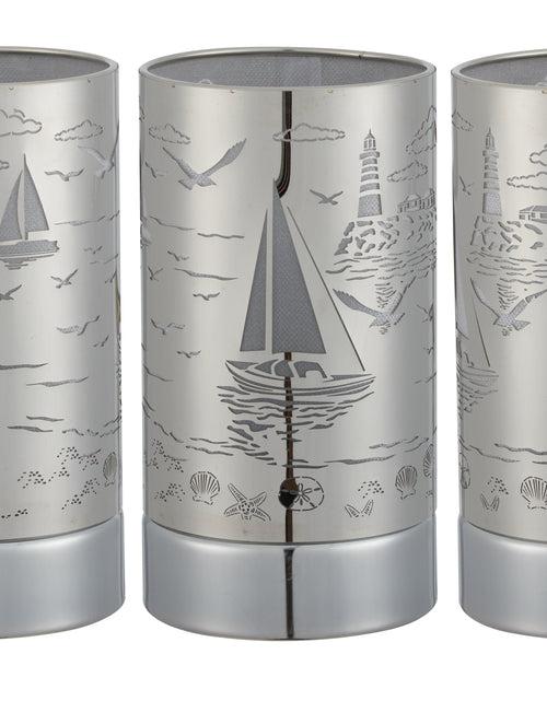 Load image into Gallery viewer, 7" touch lamp-Fragrance Wax Melts Warmer -Electric Candle Essential Oil Burner-Metal Silver Sailboat Table Decor by Peterson Housewares &amp; Artwares
