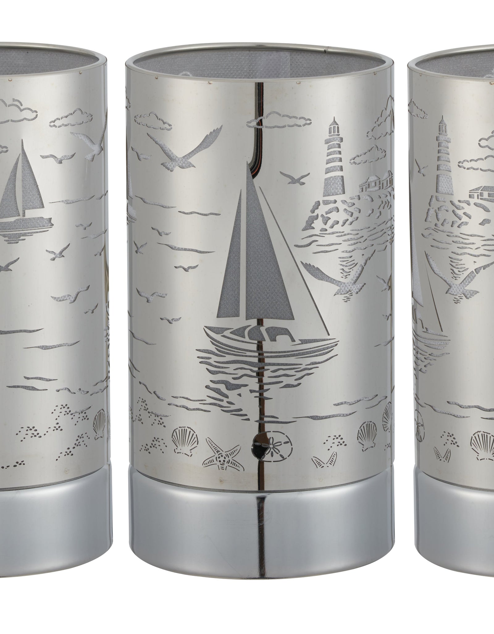7" touch lamp-Fragrance Wax Melts Warmer -Electric Candle Essential Oil Burner-Metal Silver Sailboat Table Decor by Peterson Housewares & Artwares