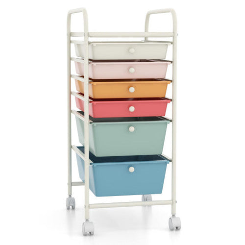 Load image into Gallery viewer, 6 Drawers Rolling Storage Cart Organizer-Macaron
