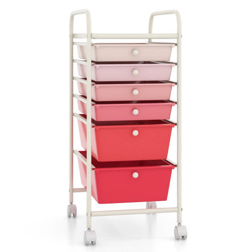 Load image into Gallery viewer, 6 Drawers Rolling Storage Cart Organizer-Pink
