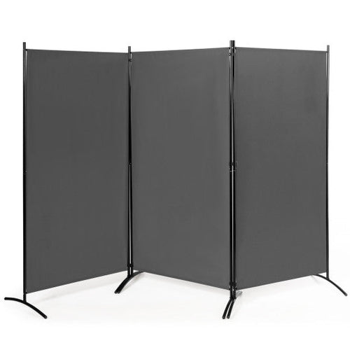Load image into Gallery viewer, 6 Feet 3 Panel Room Divider with Durable Hinges Steel Base-Gray
