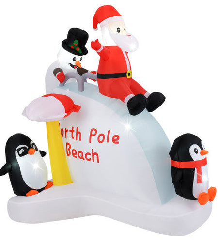 6 Feet Christmas Inflatable with Blow up Penguins and Santa Decoration